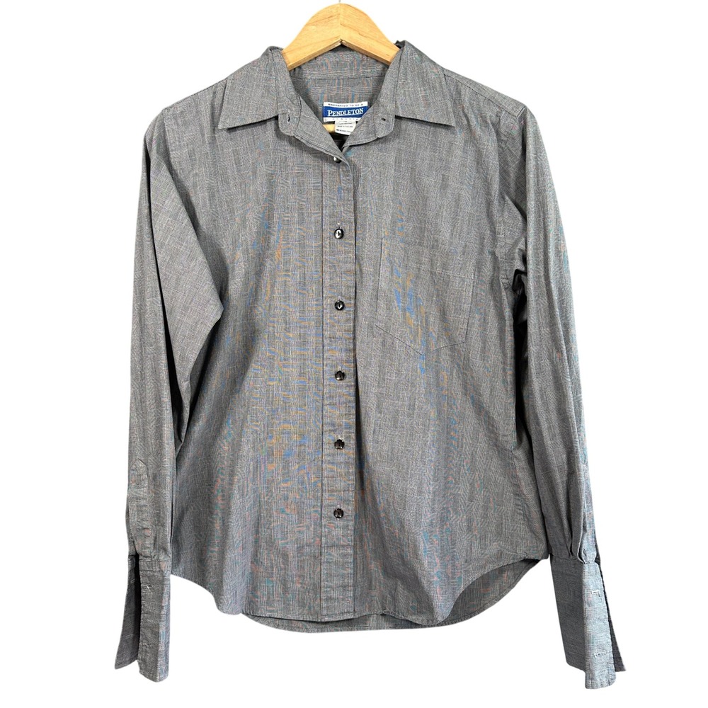 Pendleton‎ Classic Button Down Shirt Long Sleeve Cotton Gray Size 10